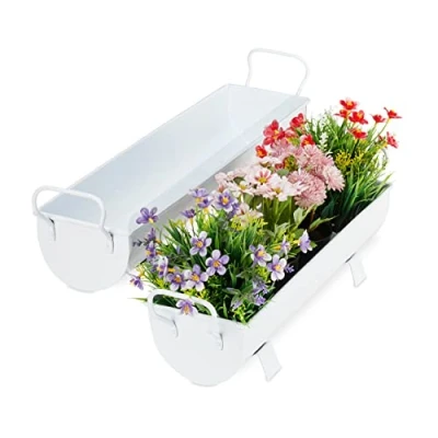 Image of Relaxdays Window Box Gutter, 100% iron, White, 16.5 x 61 14 cm