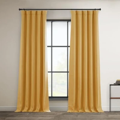 Image of HPD Half Price Drapes Faux Linen Textured Room Darkening Curtains for Bedroom 108 Inches Long (1 Panel), 50W X 108L Living Home Decor, Dandelion Gold