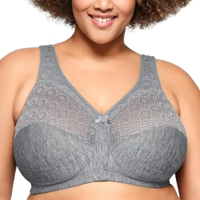 Image of Glamorise Full Figure Plus Size MagicLift Moisture Control Bra Wirefree #1064 Gray Heather
