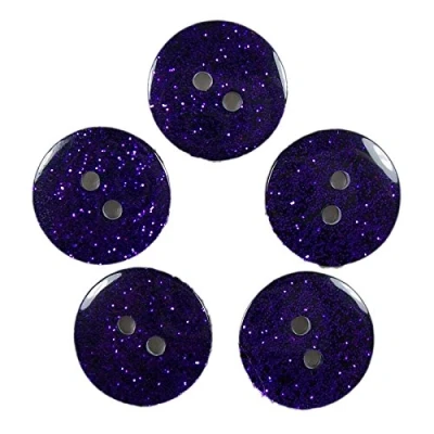 Image of Colour Dark Glitter Buttons 12mm Pack of 5 (Purple)
