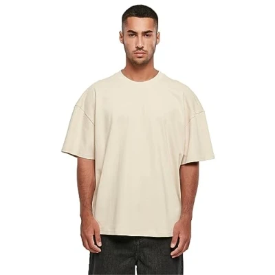 Image of Build Your Brand Men&#039;s Ultra Heavy Cotton Box Tee T Shirt, Sand, L