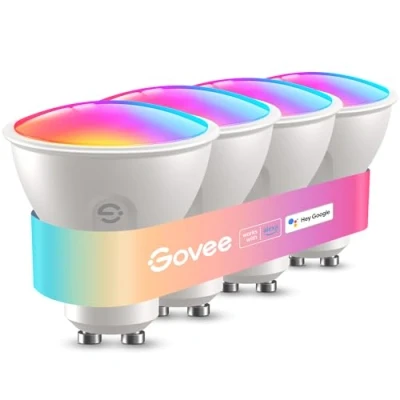 Image of Govee Smart Bulb GU10 RGBWW, 400LM Dimmable Color Changing Light Bulbs, 64 Dynamic Scenes, WiFi Bluetooth LED Bulbs Work with Alexa, Google Assistant