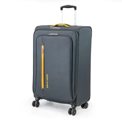 Image of Pierre Cardin Suitcase Medium Size Super Lightweight 69cm Soft Durable Luggage 4 Dual Spinner Wheels 26 Inch Hold Check in Travel Case CL610 (Medium, Grey &amp; Orange)