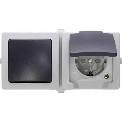 Image of Kopp 138656001 Off/Double Throw Switch Socket Combination for wet rooms Surface Mount