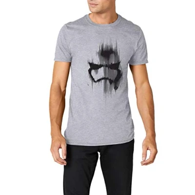 Image of Star Wars Men&#039;s Trooper Mask T Shirt, Grey (Grey Marl), S UK