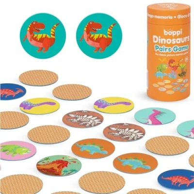 Image of boppi Pairs Memory Game/Matching Game for Toddlers Engaging Educational/Montessori Matching Kids Age 3 and Up Dinosaurs
