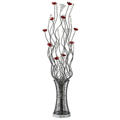 Image of (DH) Rouge Floor Lamp 7 Light G4 Black/Red/Chrome/Crystal, NOT LED/CFL Compatible