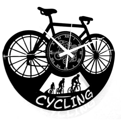 Image of Instant Karma Clocks Vinyl Wall Clock Bike Bicycle Tour Cycling Sports Decorative Room, Black
