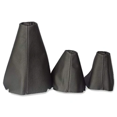 Image of The Tuning Shop Ltd Gear Hi Low Handbrake Gaiter Compatible with Land Rover Discovery Leather Various Stitching Colour Available (Grey Stitch)