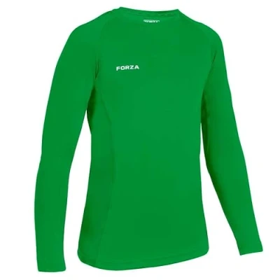 Image of FORZA Junior Boys’ Base Layer Long Sleeve Top Moisture Wicking, 4‑Way Stretch Compression Undershirt for All Sports Multiple Sizes and Colours Available (Green, Age 9 10 (Junior))