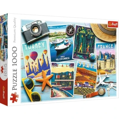 Image of Trefl 10714 1000 Pièces Voyage, Puzzle Moderne, Loisirs Créatifs, Turquie, Grèce, Espagne, Italie, France, Costa Rica, Pour Adultes et Enfants à partir de 12 Ans, Holiday Postcards