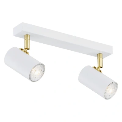 Image of Lagos Twin Ceiling Spotlight White Structure, Brass Elements