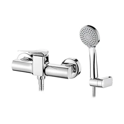 Image of Ibergrif M12004 Single Lever Shower Mixer Tap Set with Handset, Chrome, Silver