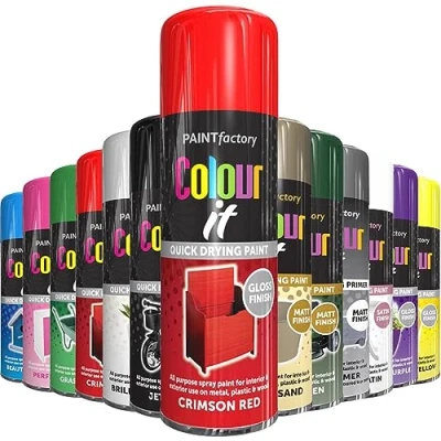 Image of AlezyB 1 x Crimson Red All Purpose Aerosol Spray Paint 250ml. Excellent Coverage, Quick &amp; Fast Drying for interior exterior Multipurpose Metal Plastic Wood Glass.