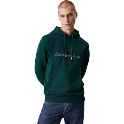 Image of Calvin Klein Jeans Men&#039;s Seasonal Monologo Regular Hoodie J30j320805 Hoodies, Green (Ponderosa Pine), 4XL Plus