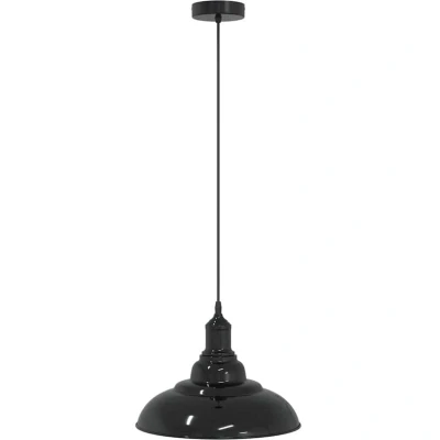 Image of vidaXL Pendant Lamp Height Adjustable E27 Gloss Black Ø 31 cm Metal