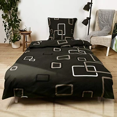 Image of Beautissu Double Duvet Cover Set 155x220 cm Noa 100% Cotton 2 Bedding with Zipper 2x Pillowcases and Covers Bed Linen for Multicoloured