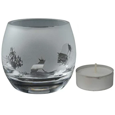 Image of Milford Collection Animo Glass Small Crystal Animal Tealight Candle Holder Woodland