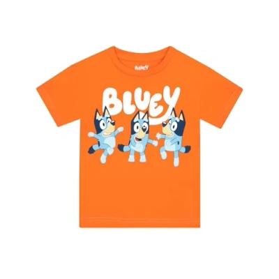 Image of Bluey Tshirt Soft Cotton Boys’ T Shirts Short Sleeve Boys Shirt Orange 3 4 Years