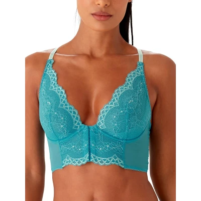 Image of Gossard Women&#039;s Superboost Lace Deep V Bralet Bra, Ocean Blue, 38F
