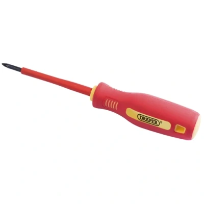 Image of Draper Fully Insulated Soft Grip Cross Slot Screwdriver, No.0 x 75mm (Sold Loose)