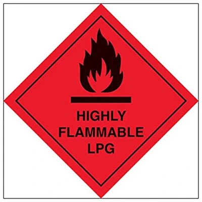 Image of V Safety Hazard diamond Highly flammable LPG 200x200mm Magnetic Sign
