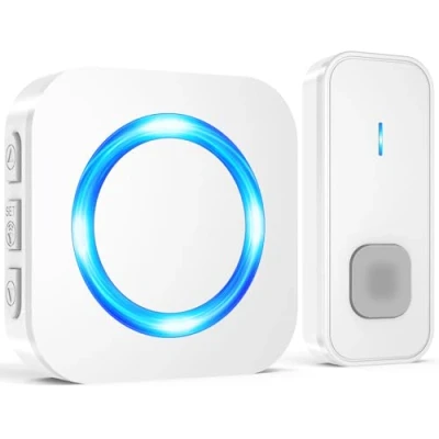 Image of SURFOU Wireless Doorbell, Waterproof Doorbell Cordless Battery Operated at 1300ft Long Range, Plug in Electric Door Bell Chime Kit with 55 Melodies 5 Volume and LED Flash, White