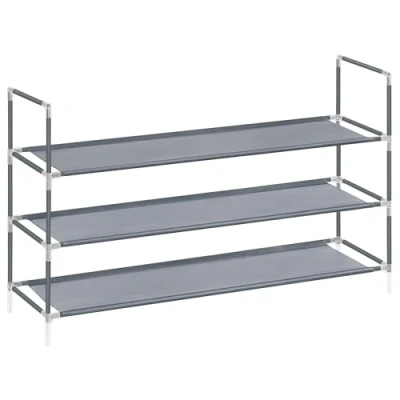 Image of SONGMICS 3 Tier Shoe Rack, Storage for Hallway Closet, Slim and Space Saving, Metal Frame, Non Woven Fabric Shelves, Dove Grey LSH053G01