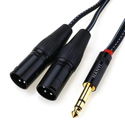 Image of NANYI 6.35mm to 2XLR Microphone Splitter Audio Cables, TRS Stereo Male Dual XLR Interconnect Cable Y Adapter 3Meters