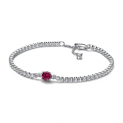 Image of Pandora Timeless Sterling silver bracelet with cherries jubilee red crystal and clear cubic zirconia, 20