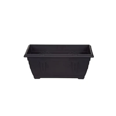 Image of Venetian Window Box Trough Planter Small 40cm Plastic Flower Plant Pot Black Colour