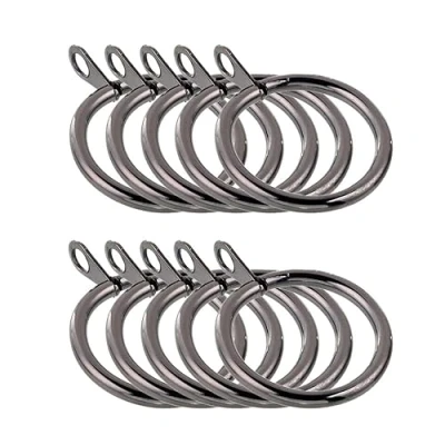 Image of 19 mm Extendable Metal Curtain Poles Brushed Steel Rings (10 Piece)