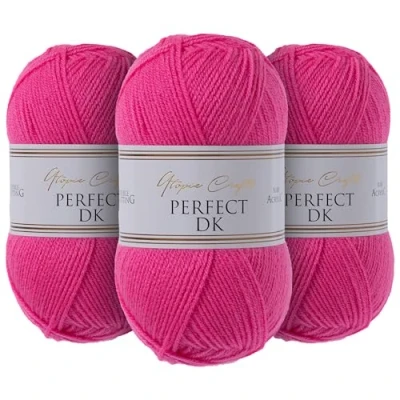 Image of Utopia Crafts DK Double Knitting Yarn 3X 100g (Raspberry Rose)