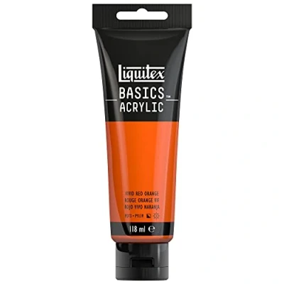 Image of LIQUITEX Basics Acrylic Paint, Vivid Red Orange, 118 ml Tube