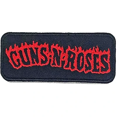 Image of Guns N Roses Patch Flames Here Band Logo Official Black One Size