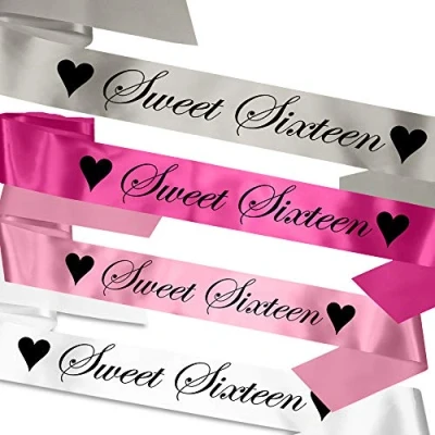 Image of My Pretty Little Gifts Sweet Sixteen Birthday Sash: 16th Party 14 Customizable Colours