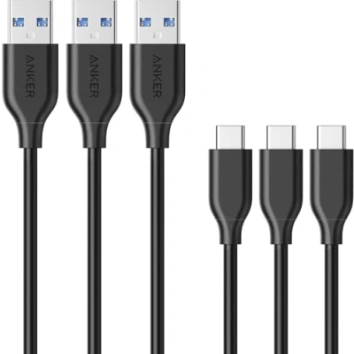 Image of Anker [3 Pack] PowerLine USB C to 3.0 Cable (3ft/0.9m) with 56k Ohm Pull up Resistor for Type Devices Including Galaxy S10, S9, MacBook, Sony XZ, LG V20 G5 G6, HTC 10, Xiaomi 5 and More
