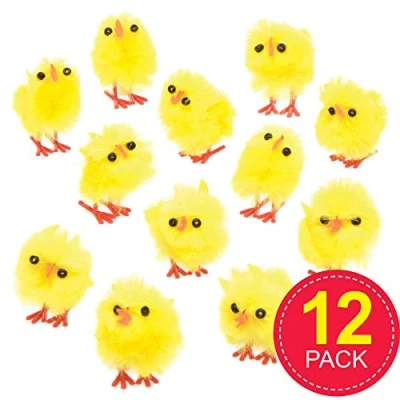 Image of Baker Ross Mini Fluffy Chicks Pack of 12, Easter, Craft for Kids (E432), Yellow