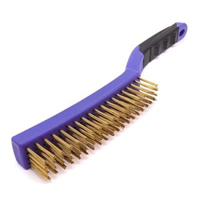 Image of COTTAM Wire Brush 4 Row Comfort Grip (Brass) Efflorescence Remover Brick Salt