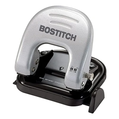 Image of Bostitch Office PaperPro inDULGE 20 Reduced Effort 2 Hole Punch, Sheets, Silver (2310)