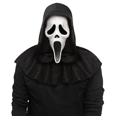 Image of Fun World Officially Licensed 25th Anniversary Ghost Face Mask Costume Accessory, Black, One Size