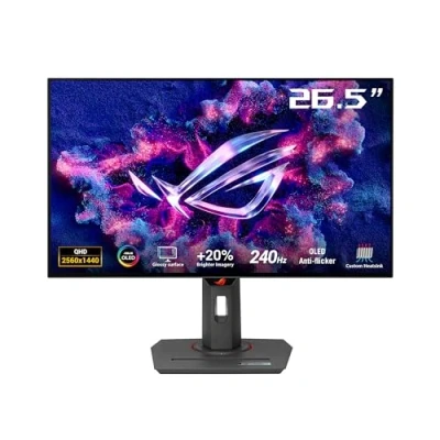 Image of ASUS ROG Strix OLED XG27AQDMG Gaming Monitor 27 inch 1440p Glossy WOLED, 240Hz, 0.03ms, Custom heatsink, Anti flicker, Care, Uniform brightness, G SYNC compatible, DisplayWidget Center