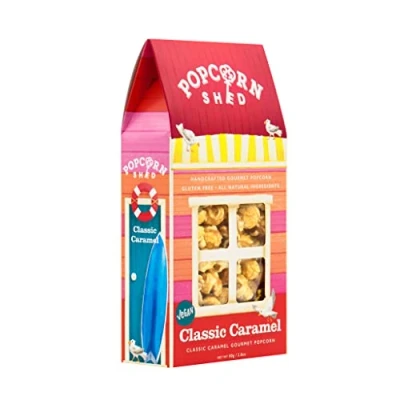 Image of Popcorn Shed Classic Caramel Gourmet Popcorn, Gift Box, Natural Flavour, Gluten Free, Vegan Movie Night Snack, 80 g