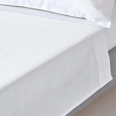 Image of HOMESCAPES 1000 Thread Count Egyptian Cotton White Flat Sheet Super King Size Luxury Bed