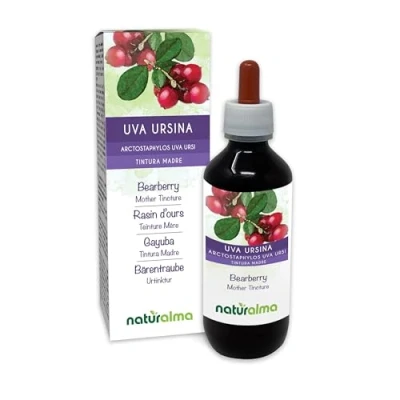 Image of Bearberry (Arctostaphylos uva Ursi) Leaves Alcohol Free Mother Tincture Naturalma Liquid Extract Drops 200 ml Food Supplement Vegan