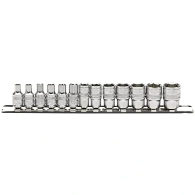 Image of Draper Metric Socket Set on a Metal Rail, 1/4&quot; Sq. Dr. (13 Piece)