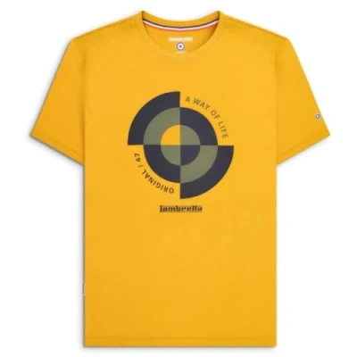 Image of Lambretta Mens Target Quadrant Short Sleeve Cotton T Shirt Gold 2XL