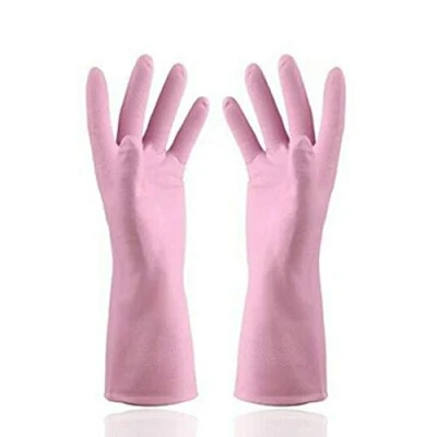 Image of Cut Resistant Protective Silicone Rubber Dish Washing Gloves Scrubber Cleaning (pink)