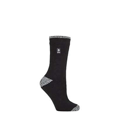 Image of Women&#039;s 1 Pair SOCKSHOP Heat Holders 2.3 TOG Patterned Thermal Socks Prague Heel &amp; Toe Black / White 4 8 Ladies