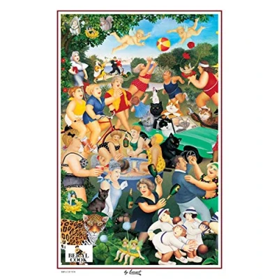 Image of &#039;Good Times&#039; Beryl Cook Tea Towel Dish Cloth Amusing, Funny, Comical